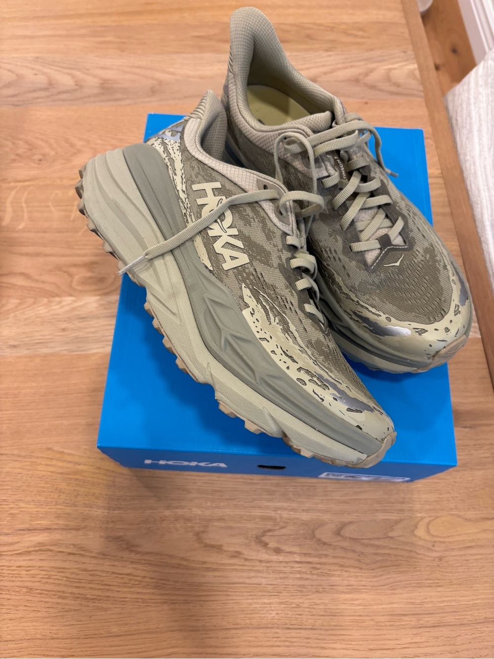 Hoka Beige/Olive Trail Running Shoes
